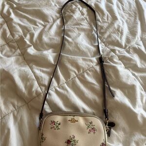 Coach Cream Floral Crossbody with purple Strap